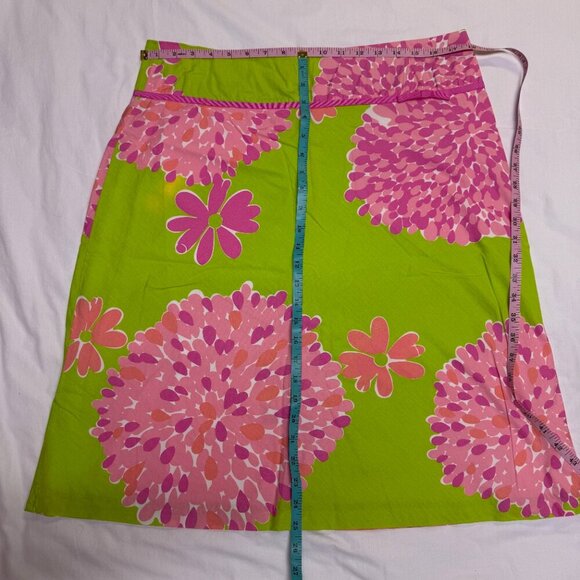 Lilly Pulitzer Vintage A-Line Skirt 14 Lime Green Pink Floral Lined - Picture 9 of 11